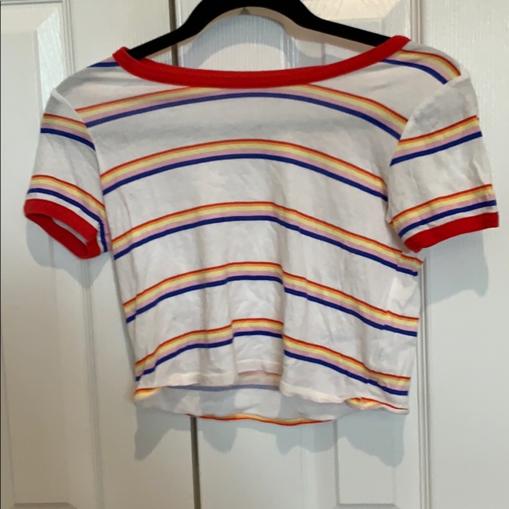 pac sun stripped cropped t shirt
